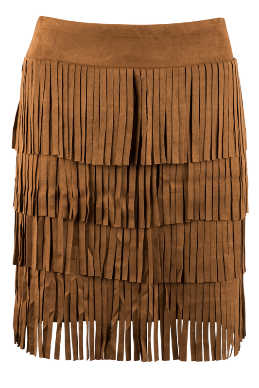 W.A.Y. Faux Suede Fringe Skirt