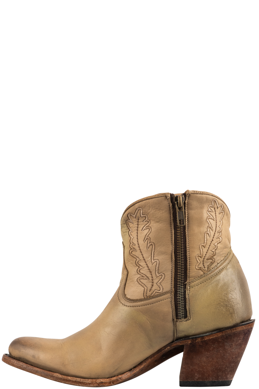 Lucchese Women's Leather Wing Cowgirl Booties - Bone