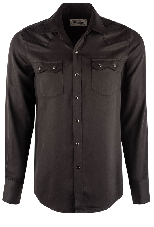 H Bar C Ranchwear Sawtooth Long Sleeve Pearl Snap Shirt - Black