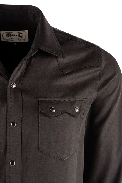 H Bar C Ranchwear Sawtooth Long Sleeve Pearl Snap Shirt - Black