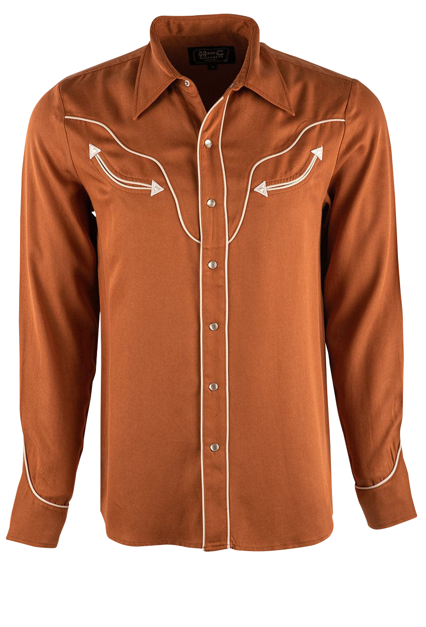 H Bar C Ranchwear San Fernando Pearl Snap Shirt - Texas Orange