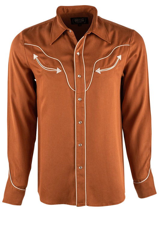 H Bar C Ranchwear San Fernando Pearl Snap Shirt - Texas Orange