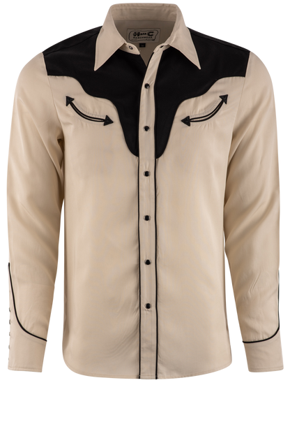 H Bar C Ranchwear Western Long Sleeve Pearl Snap Shirt - Off White