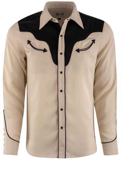 H Bar C Ranchwear Off-White Long-Sleeve Pearl Snap Western Shirt