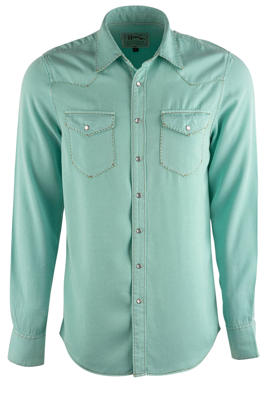 H Bar C Ranchwear Brooklyn Tencel Long Sleeve Pearl Snap Shirt - Turquoise