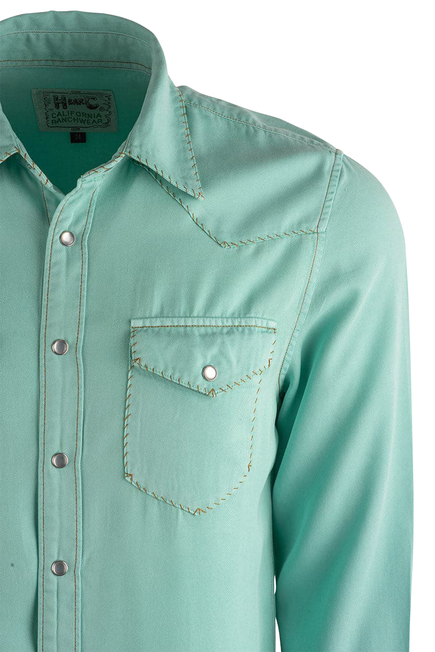 H Bar C Ranchwear Brooklyn Tencel Long Sleeve Pearl Snap Shirt - Turquoise
