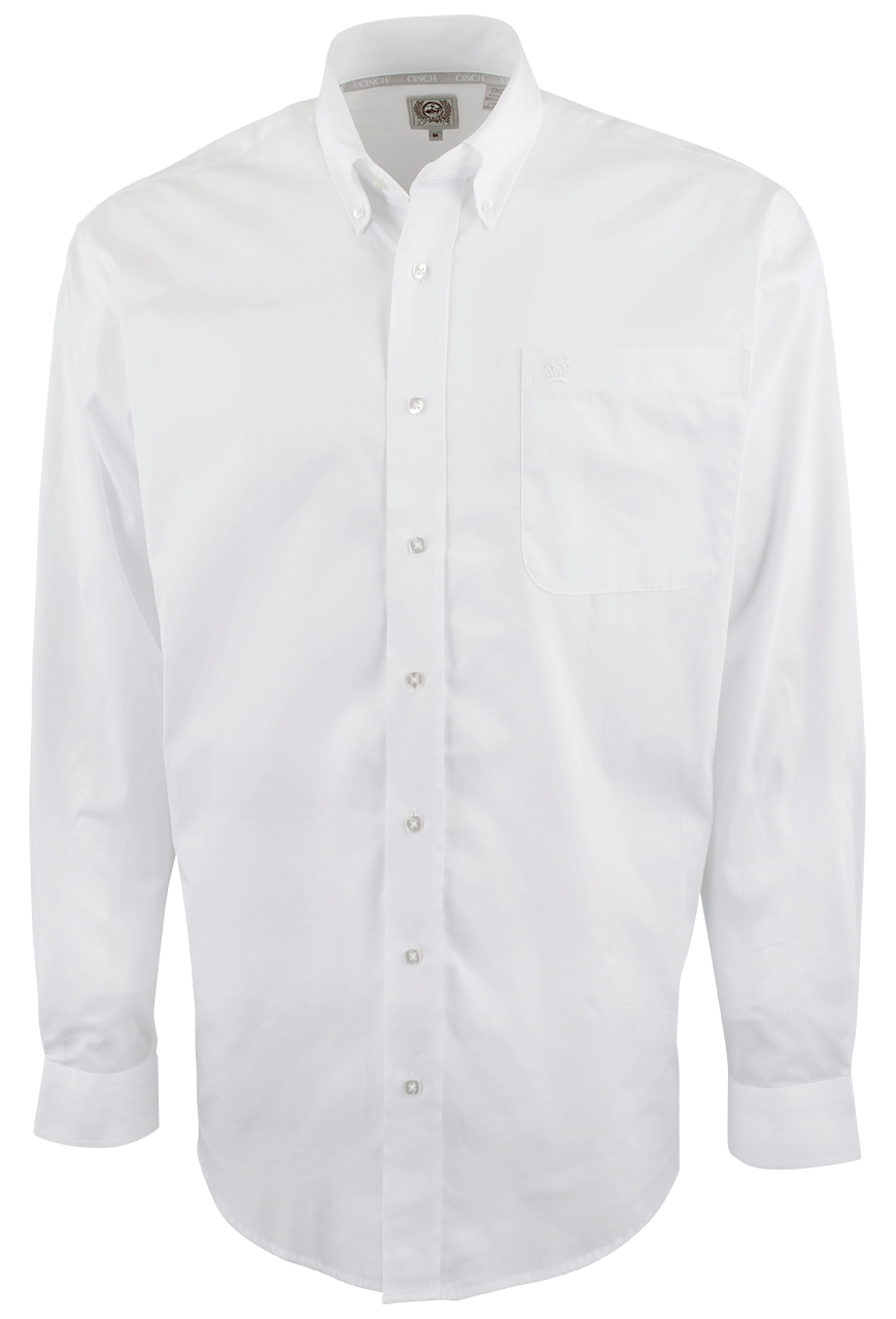 Cinch Button-Front Shirt - Solid White
