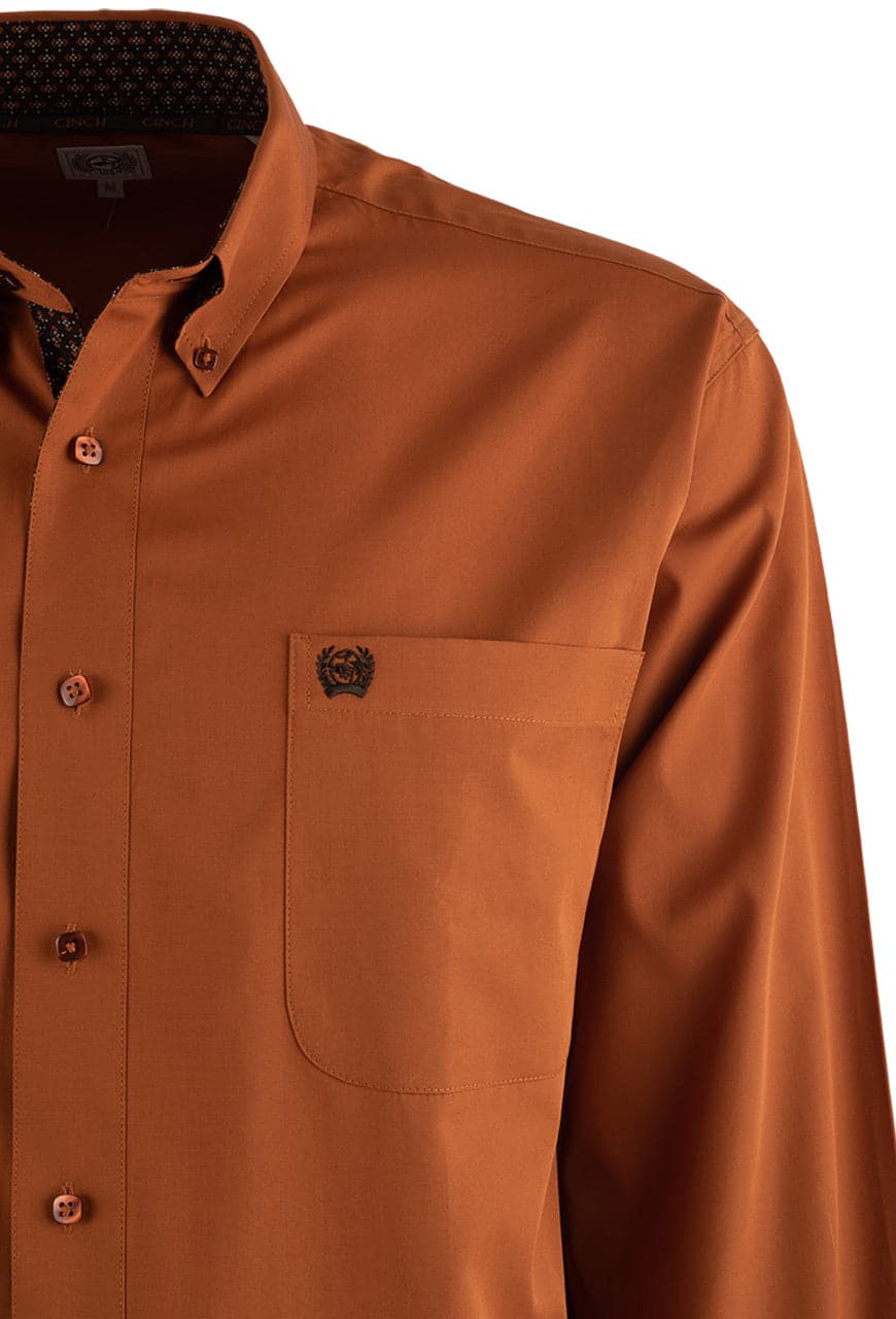 Cinch Men's Solid Copper Long Sleeve Shirt Pinto Ranch Cinch Men's Solid Copper Long Sleeve Shirt Pinto Ranch
