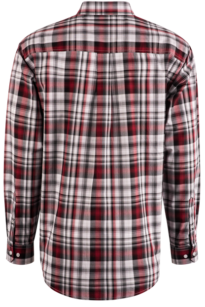 Cinch Plaid Long Sleeve Button-Front Shirt - Burgundy