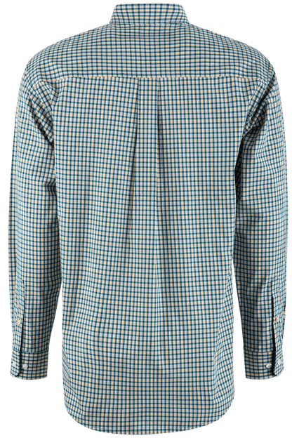 Cinch Check Long Sleeve Button-Front Shirt - Teal