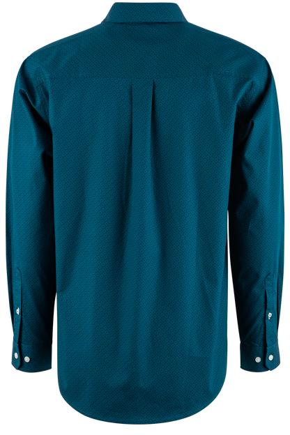 Cinch Solid Foulard Long Sleeve Button-Front Shirt - Teal