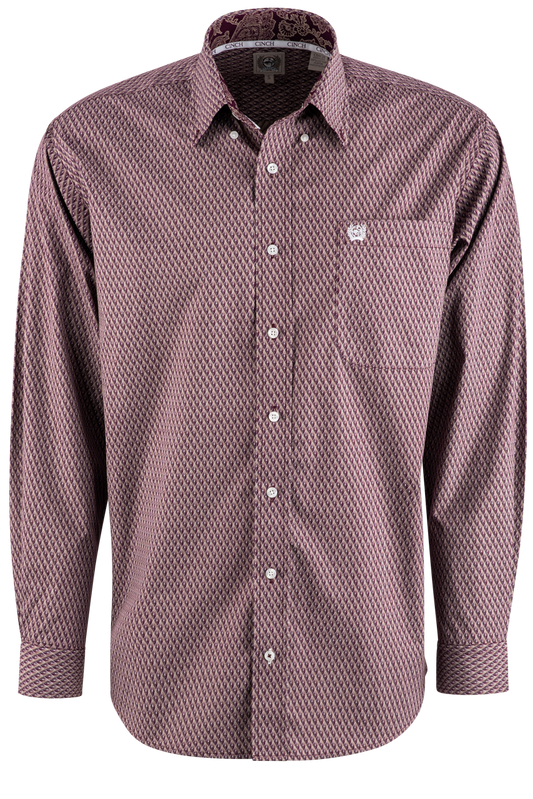 Cinch Diamond Long Sleeve Button-front Shirt - Purple