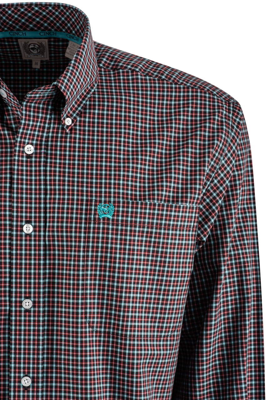Cinch Plaid Western Long Sleeve Button-Front Shirt - Windowpane