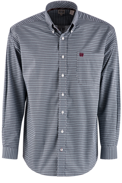 Cinch Grand Checked Print Long Sleeve Button-Front Shirt - Gray