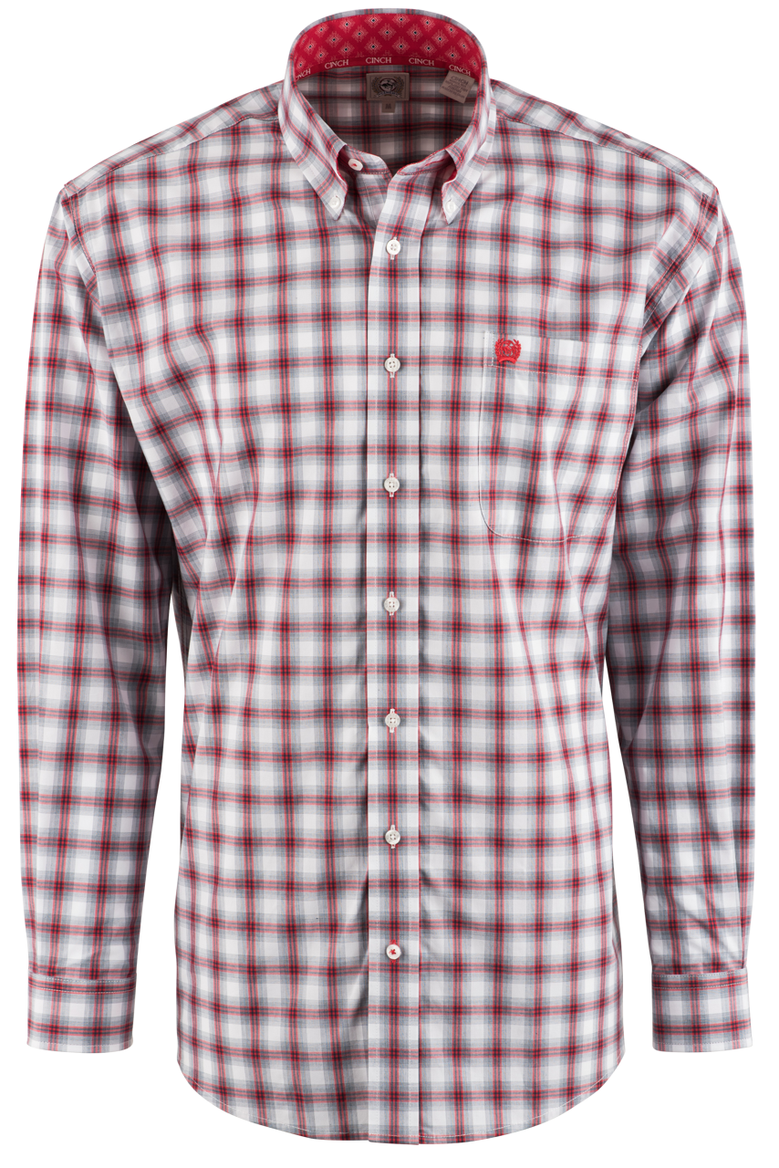 Cinch Red & Navy Plaid Button-Front Shirt