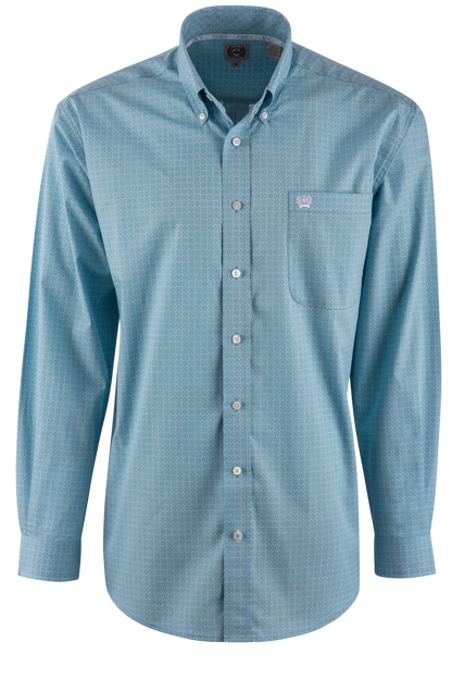 Cinch Blue Foulard Long Sleeve Button-Front Shirt