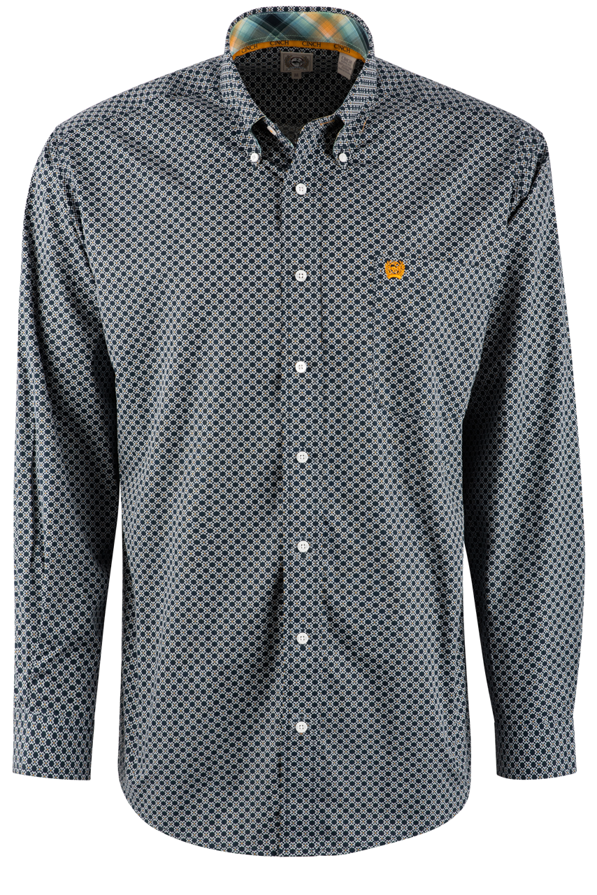 Cinch Navy Foulard Long-Sleeve Button-Front Shirt