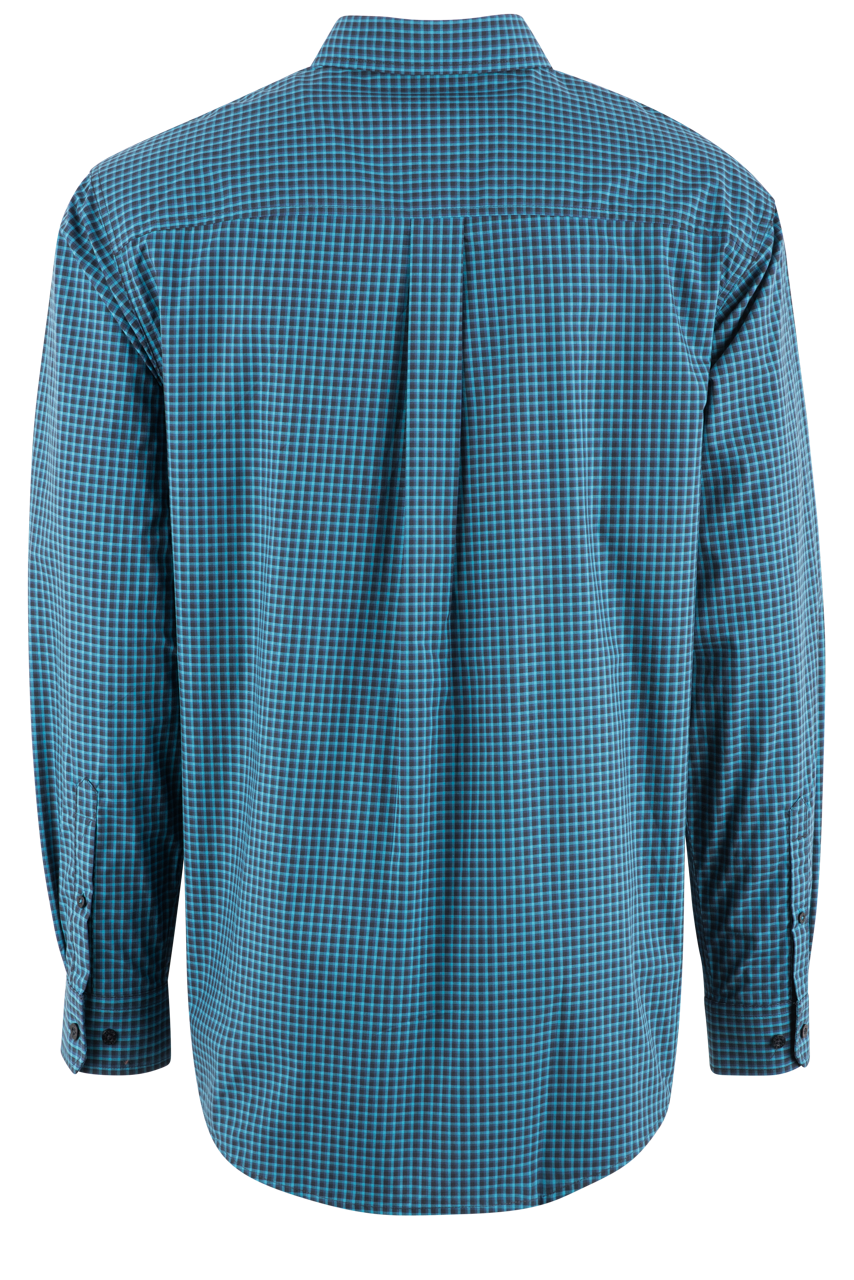 Cinch Mini Check Button-Front Shirt - Turquoise