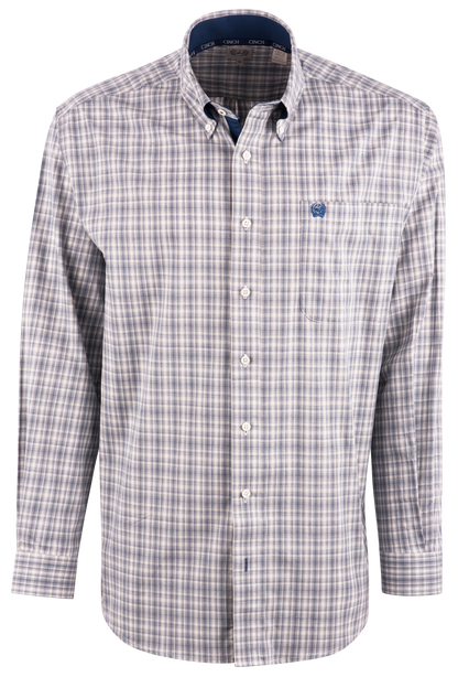 Cinch Royal Plaid Button-Front Shirt - Cream