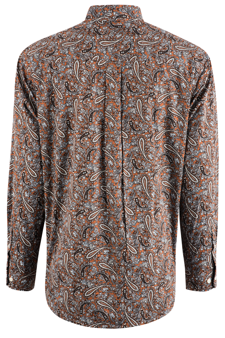 Cinch Paisley Printed Button-Front Shirt - Brown