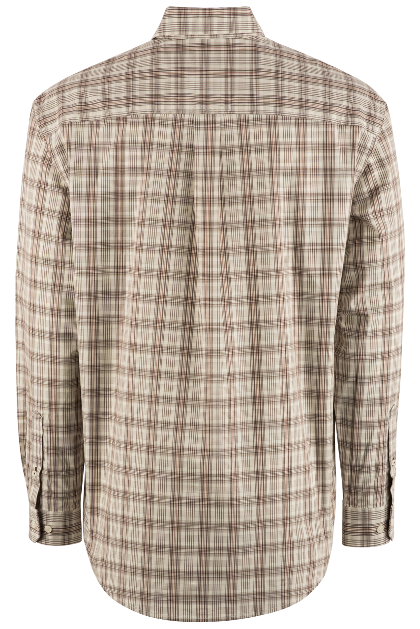 Cinch Plain Weave Button-Front Shirt - Solid Cream Check