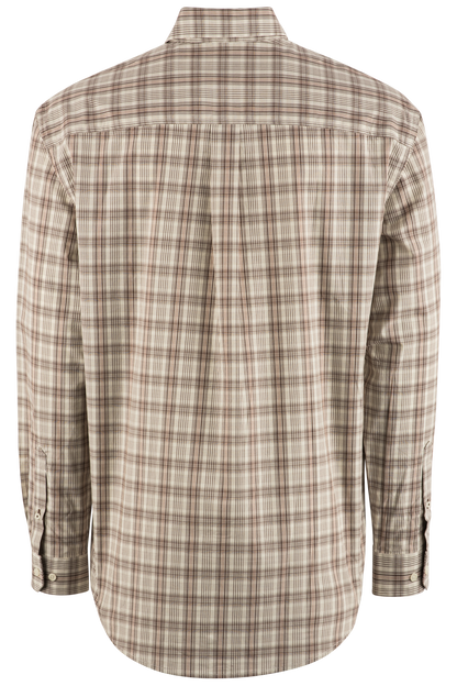 Cinch Plain Weave Button-Front Shirt - Solid Cream Check