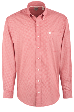 Cinch Pyra Print Button-Front Shirt - Red