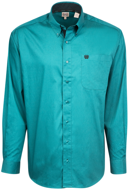Cinch Solid Cotton Button-Front Shirt - Teal