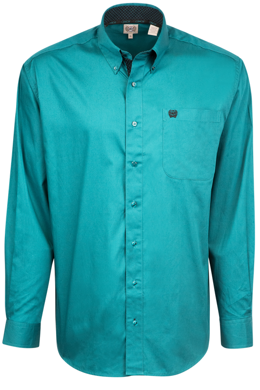 Cinch Solid Cotton Button-Front Shirt - Teal