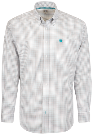 Cinch Woven Check Button-Front Shirt - White Multi