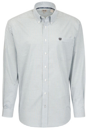 Cinch Ground Check Button-Front Shirt - Cream & Navy