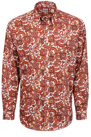 Cinch Floral Paisley Button-Front Shirt - Red