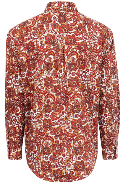 Cinch Floral Paisley Button-Front Shirt - Red