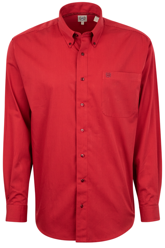 Cinch Microstripe Button-Front Shirt - Red