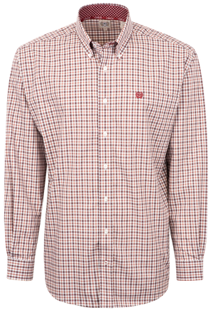 Cinch Check Woven Button-Front Shirt - Red