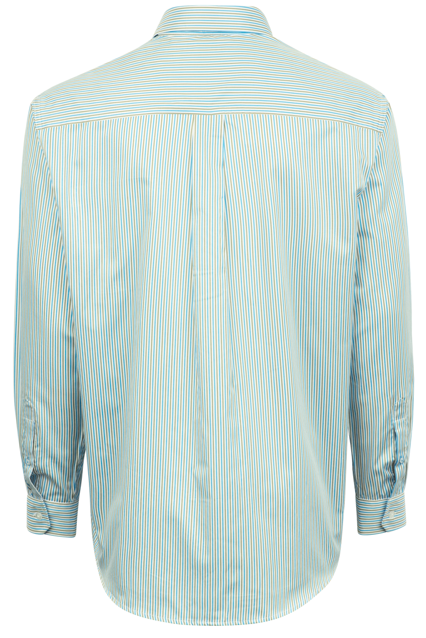 Cinch Striped Tencel Button-Front Shirt - Blue