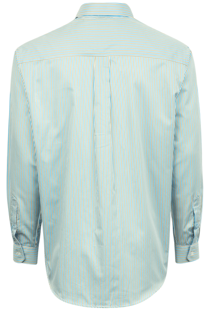 Cinch Striped Tencel Button-Front Shirt - Blue