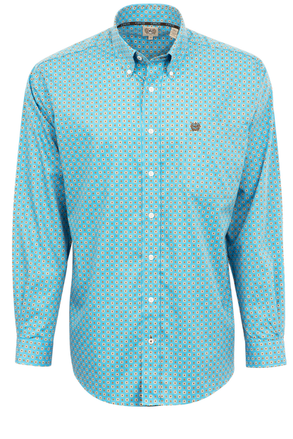 Cinch Foulard Button-Front Shirt - Blue