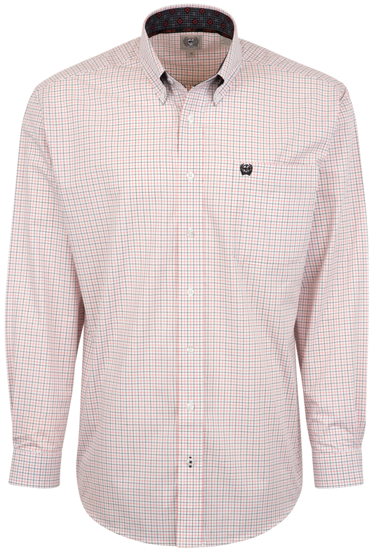 Cinch Woven Check Button-Front Shirt - Red