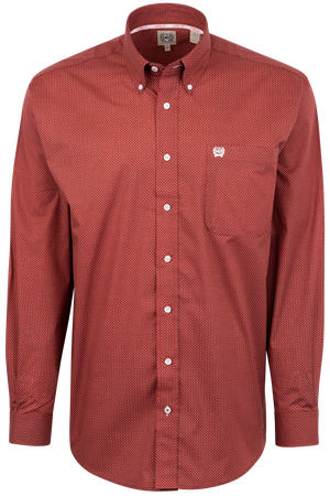 Cinch Diamond Illusion Button-Front Shirt - Red