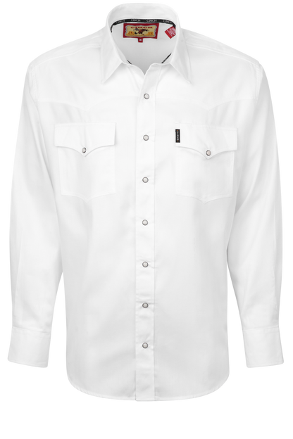Cinch Herringbone Snap Front Shirt - Solid White