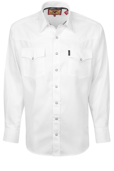 Cinch Solid White Herringbone Snap Front Western Shirt