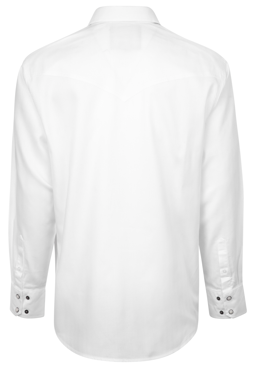 Cinch Herringbone Snap Front Shirt - Solid White