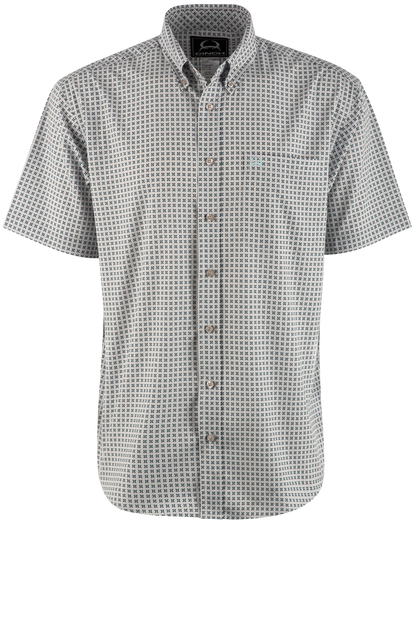 Cinch Geometric Arenaflex Short Sleeve Button-Front Shirt - Gray