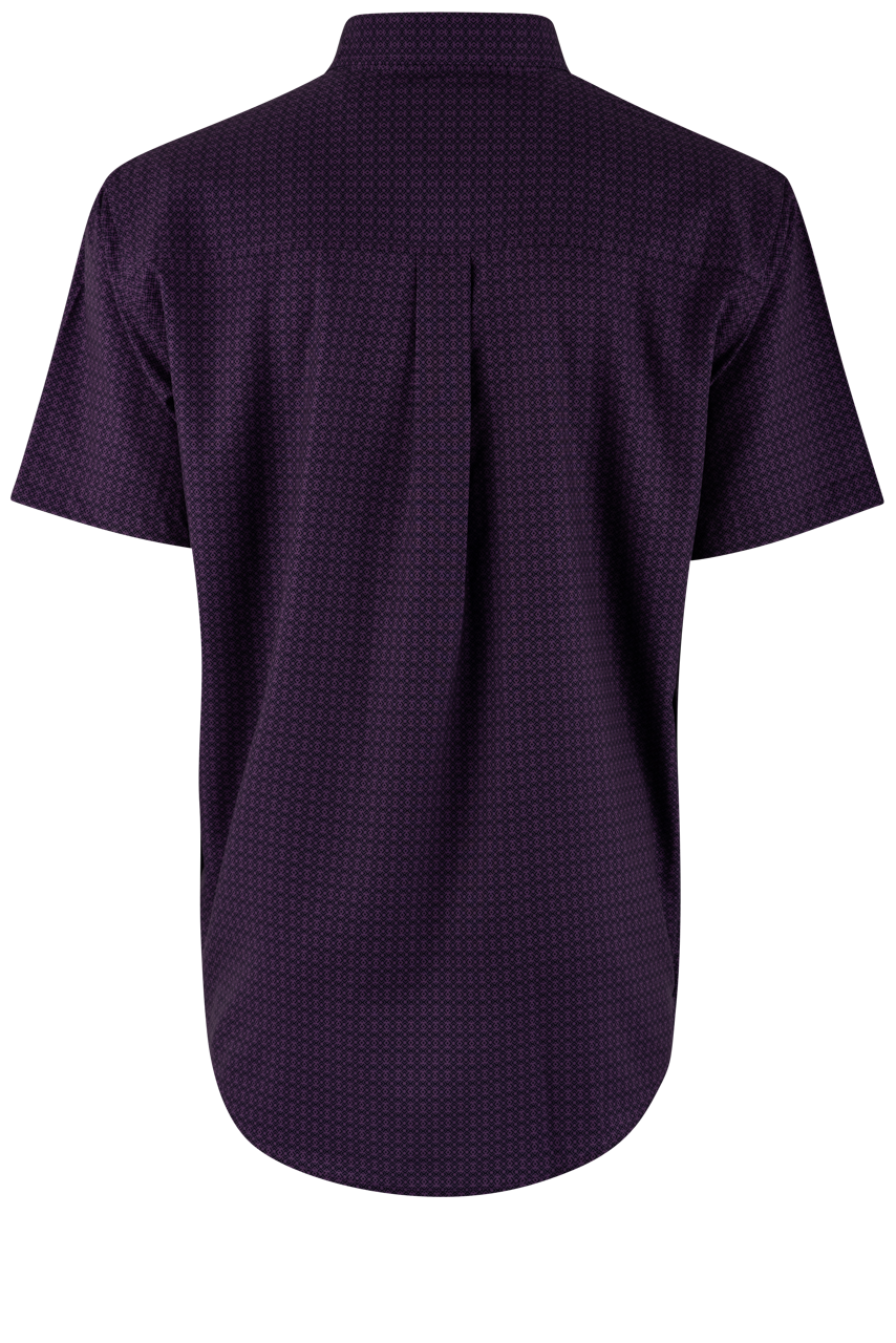 Cinch Print Arenaflex Short Sleeve Button-Front Shirt - Purple