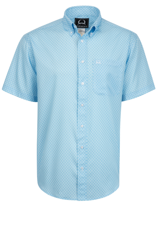 Cinch Arenaflex Button-Front Shirt - Light Blue Diamond