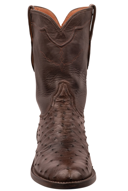 Black Jack Men's Full Quill Ostrich Jack Nicotine Roper Boots - Chocolate