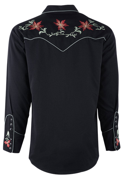Scully Vintage Floral Pearl Snap Shirt - Black