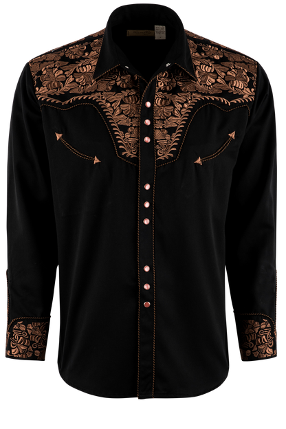 Scully Gunfighter Western Pearl Snap Shirt - Brown/Black