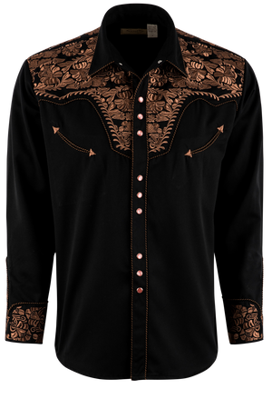 Scully Gunfighter Western Pearl Snap Shirt - Brown/Black